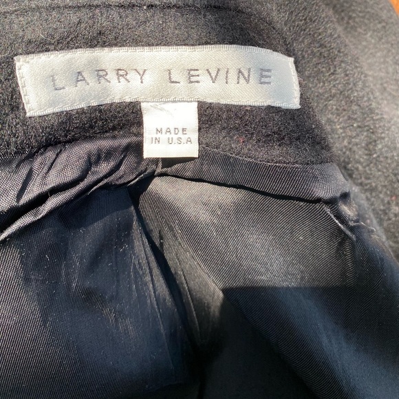 Black Double Breasted Larry Levine Wool Coat - Picture 3 of 6